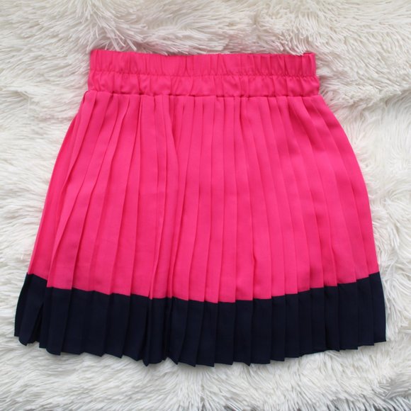 Aeropostale Pink Navy Colorblock Pleated Skirt XS - Picture 2 of 8